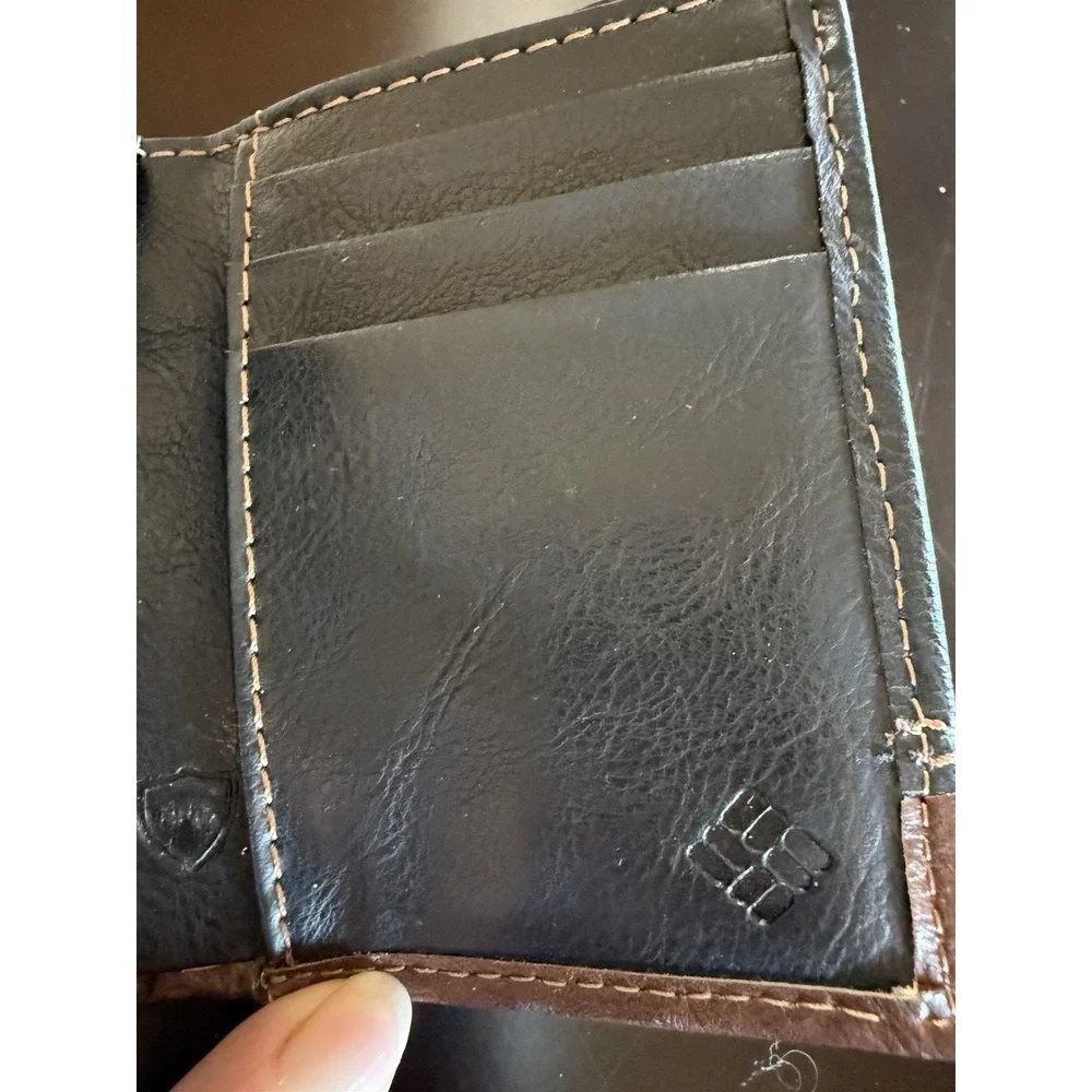 Columbia Wallet Mens Brown Leather Bifold ID Card Holder Billfold